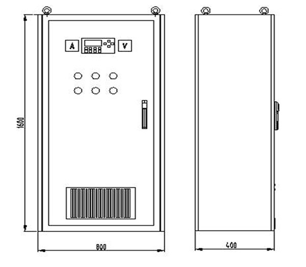 微機型直流油泵控制柜外形尺寸圖圖紙 微機型直流油泵控制柜外形尺寸圖圖紙