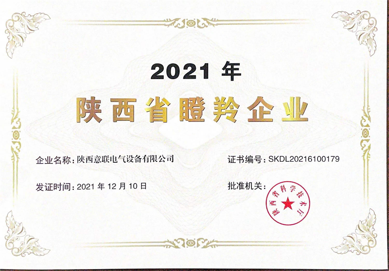 熱烈祝賀意聯電氣榮獲2021年度“瞪羚企業”榮譽稱號! 熱烈祝賀意聯電氣榮獲2021年度“瞪羚企業”榮譽稱號!